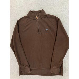 Fish Hippie Cotton‎ Blend Quarter Zip Pullover Sweater (Men's Medium) Brown